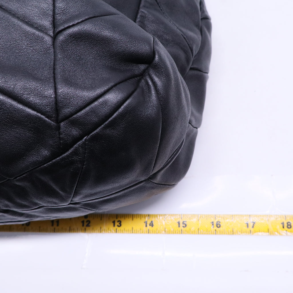 Black Leather Quilted Chevron Hobo Bag B20450