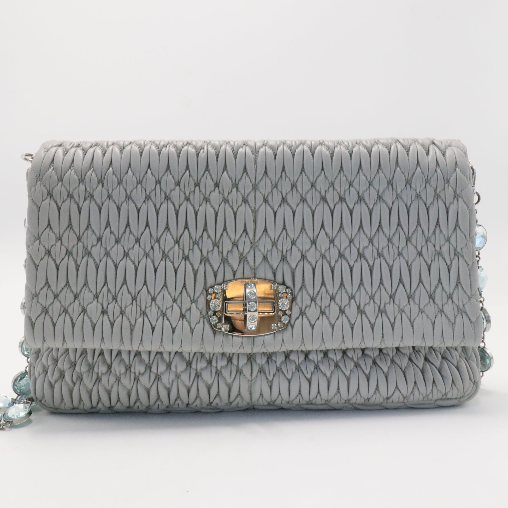 Crystal Clutch Matelasse Leather Large