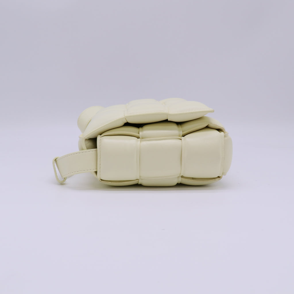Bottega Veneta Nappa Maxi Intreccio Padded Cassette Crossbody Bag Chalk twins B22929