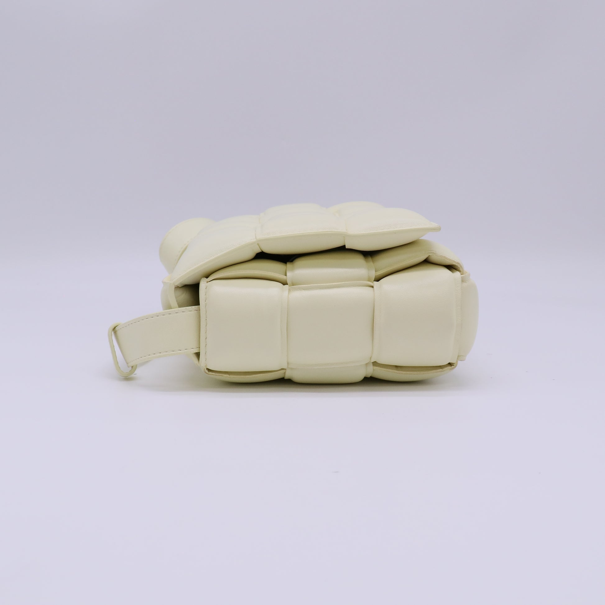 Bottega Veneta Nappa Maxi Intreccio Padded Cassette Crossbody Bag Chalk twins B22929