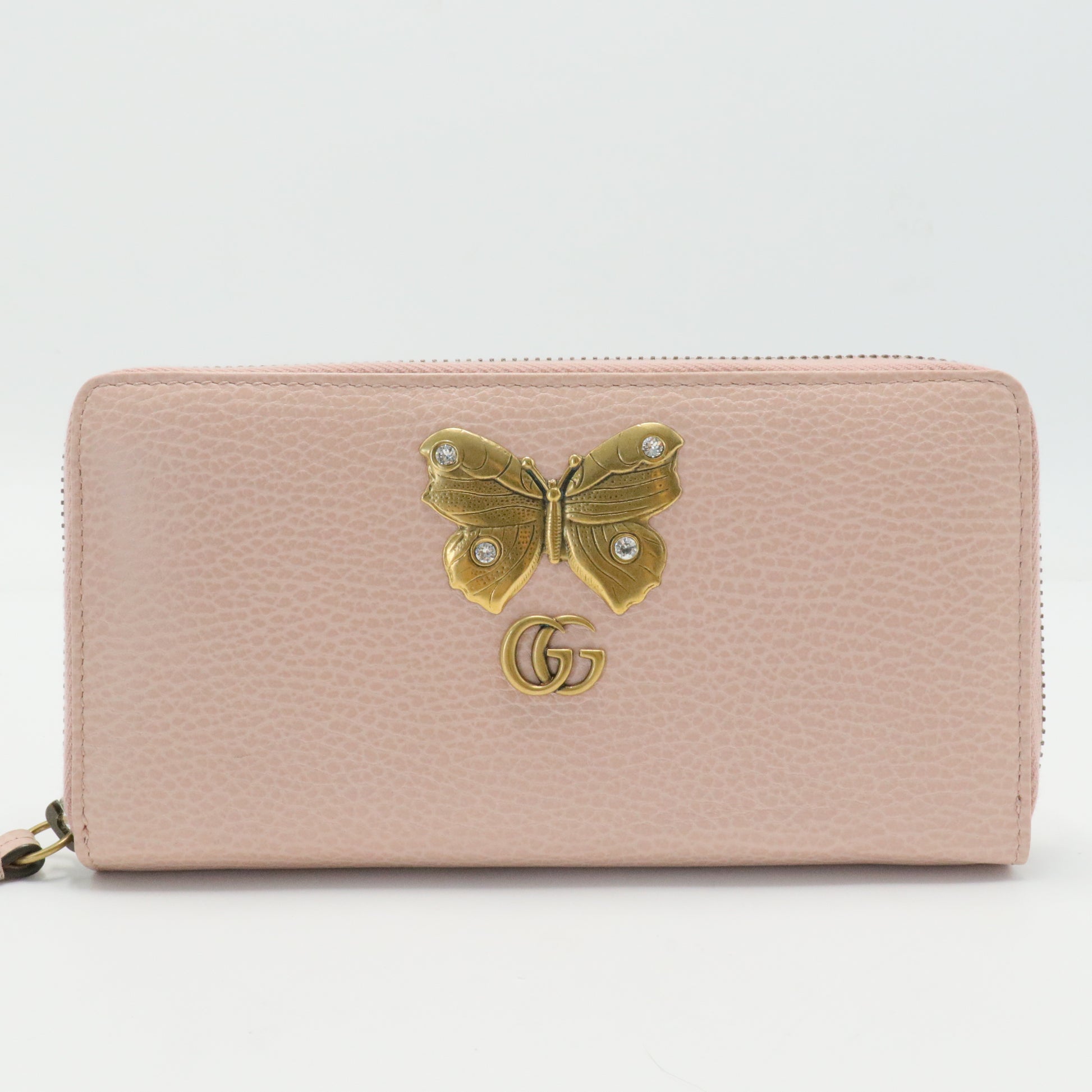 Calfskin Butterfly Farfalla Zip Around Wallet Perfect Pink