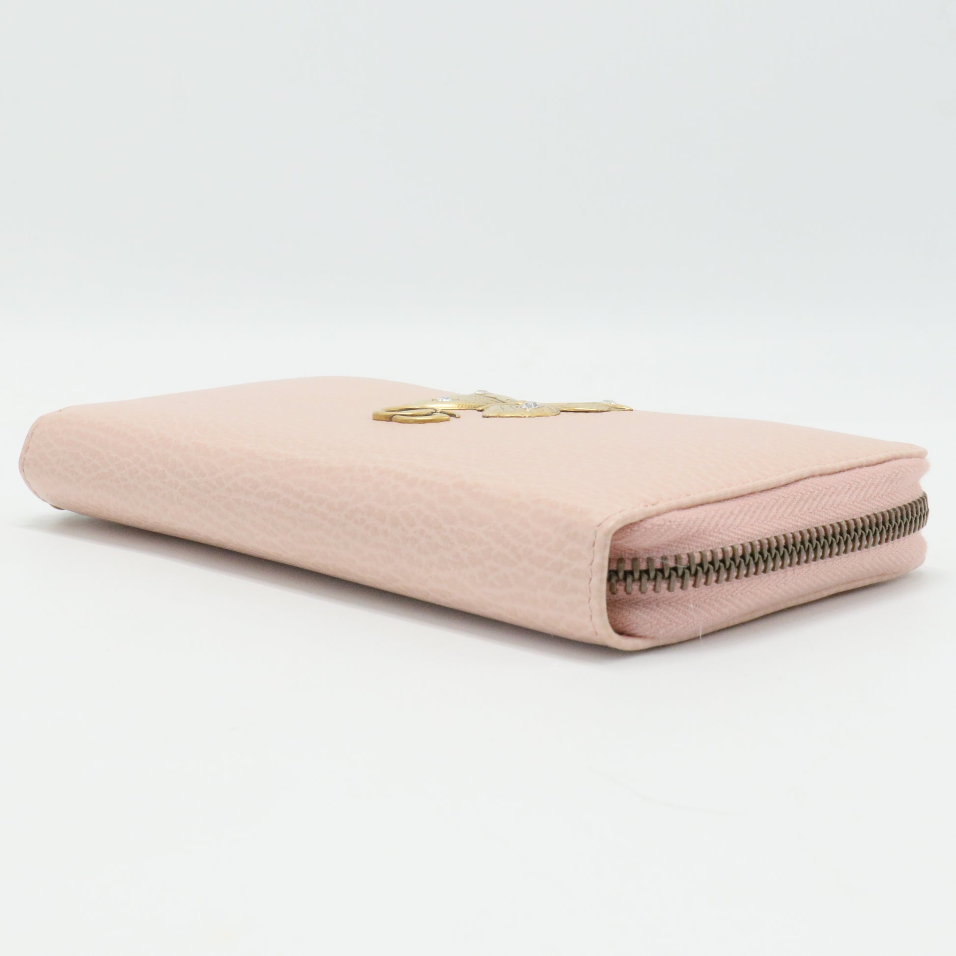 Calfskin Butterfly Farfalla Zip Around Wallet Perfect Pink