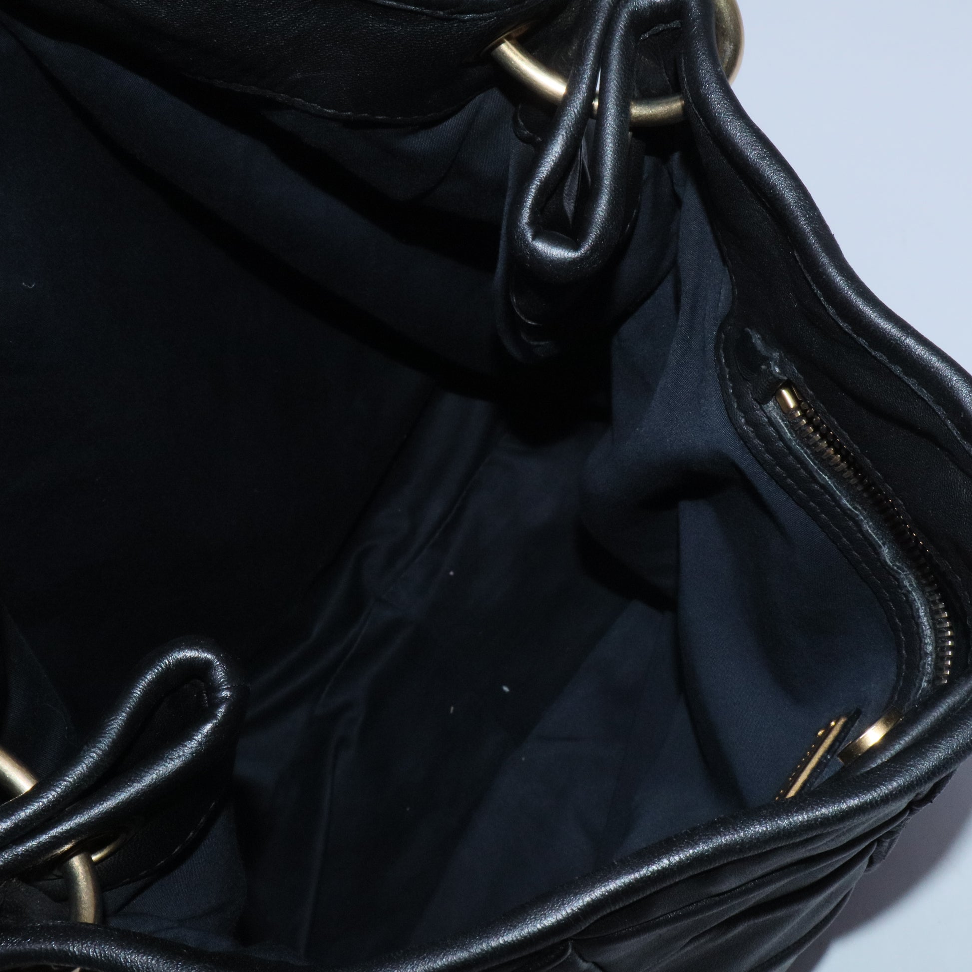 Black Leather Quilted Chevron Hobo Bag B20450