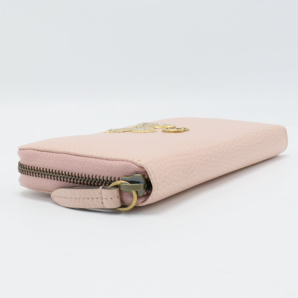 Calfskin Butterfly Farfalla Zip Around Wallet Perfect Pink