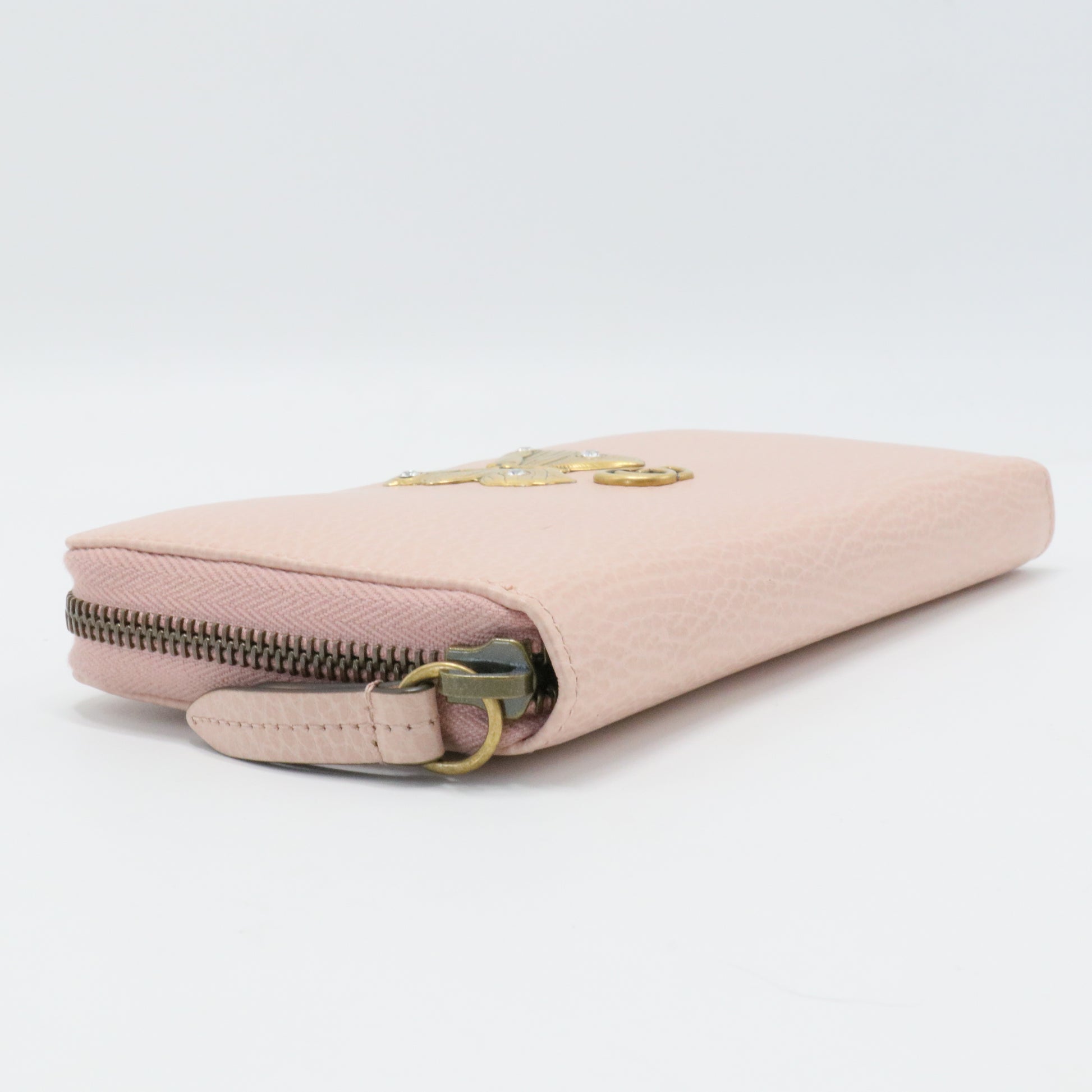 Calfskin Butterfly Farfalla Zip Around Wallet Perfect Pink