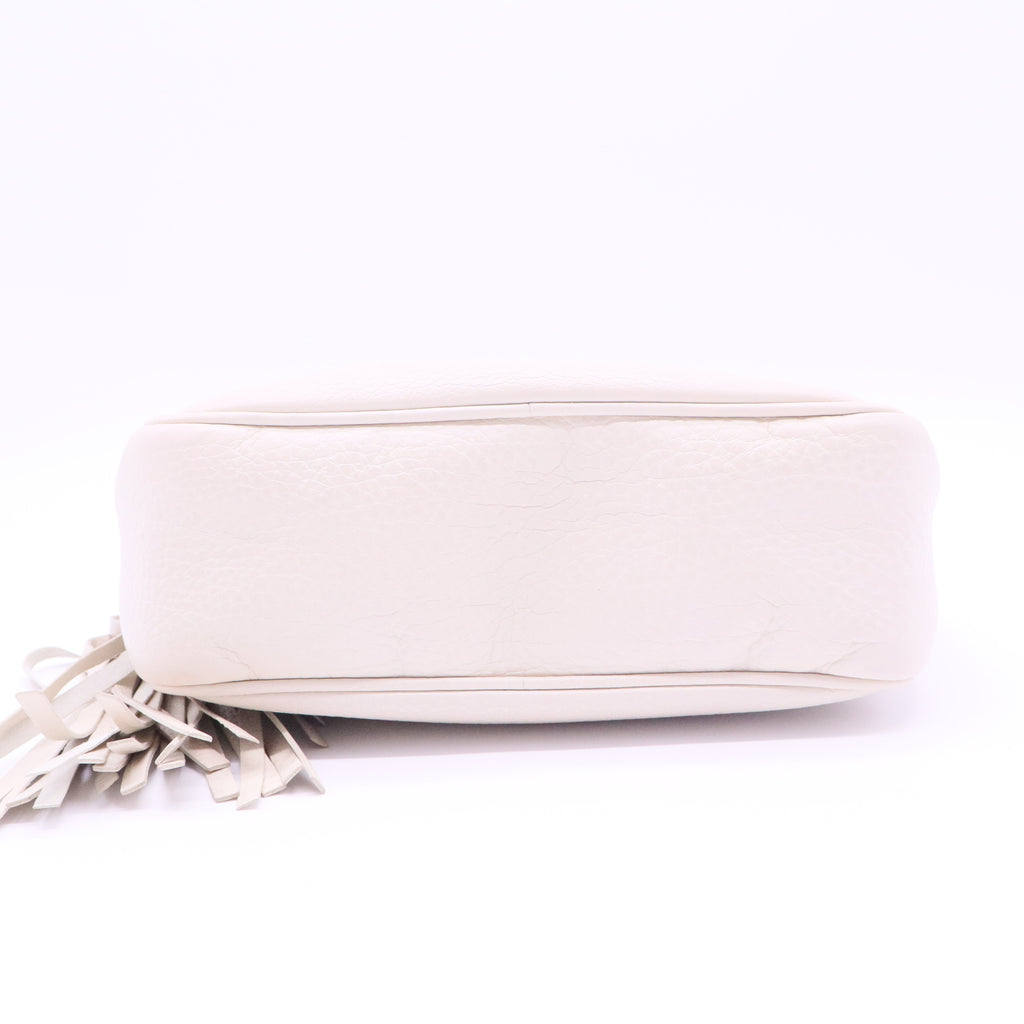 Sakai Be Green Calfskin Diagonal Stitched Small Blondie Shoulder Bag Mystic White