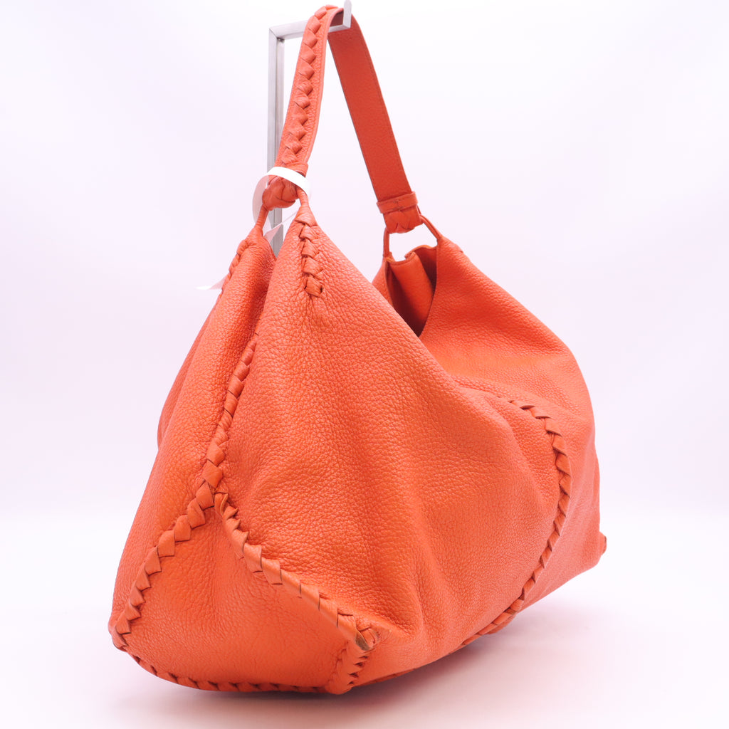 Intrecciato-Trimmed Cervo Hobo B24339