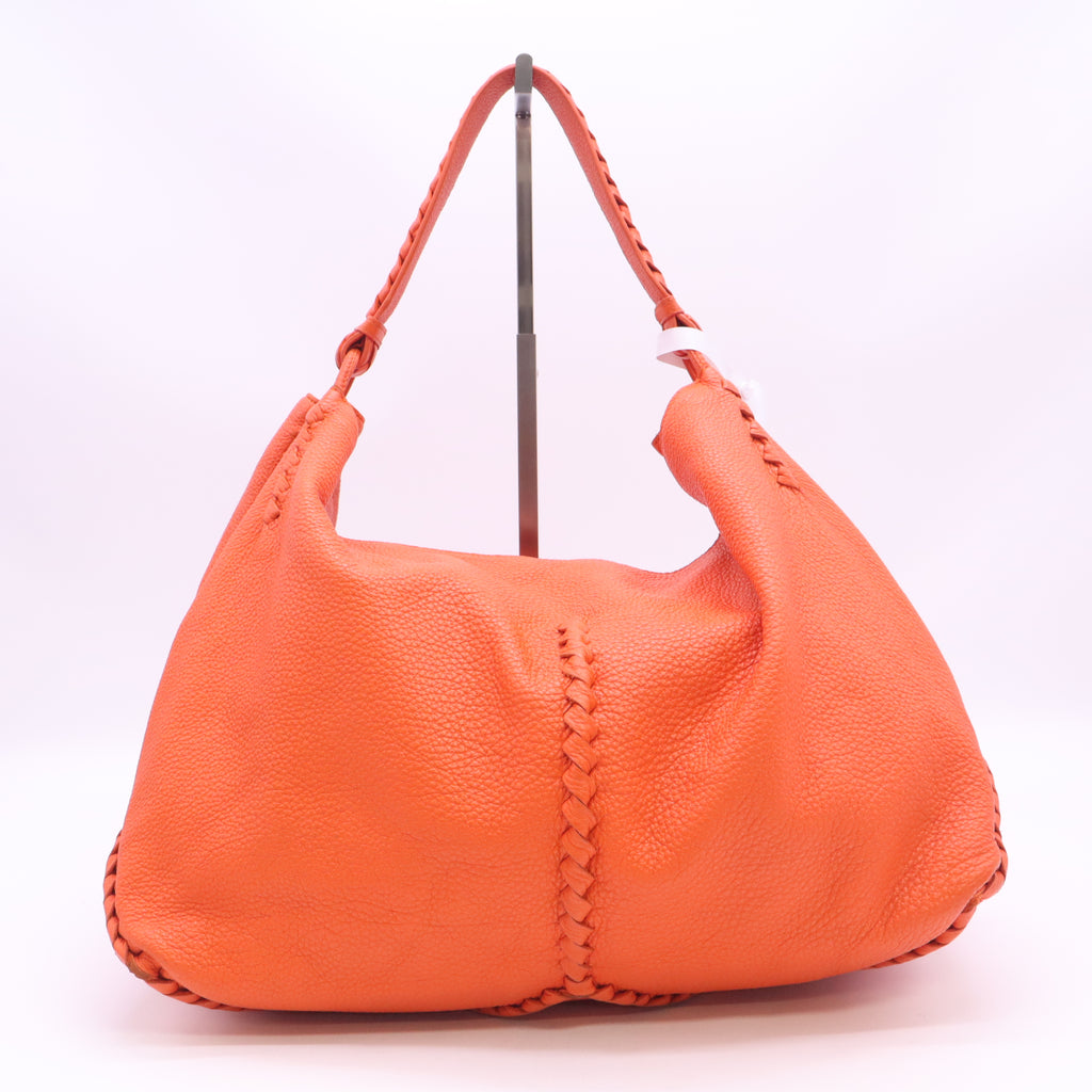 Intrecciato-Trimmed Cervo Hobo B24339