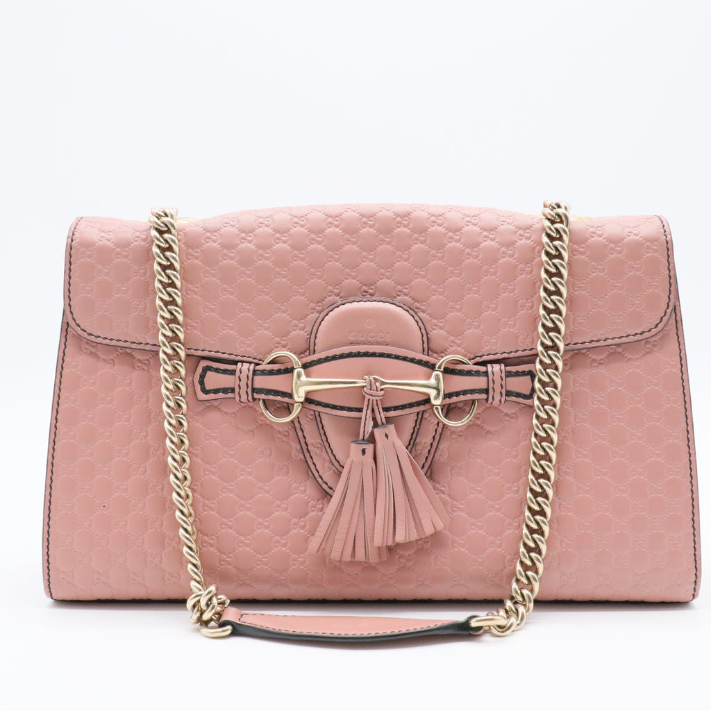 Pink Micro Guccissima Leather Medium Emily Chain Shoulder Bag