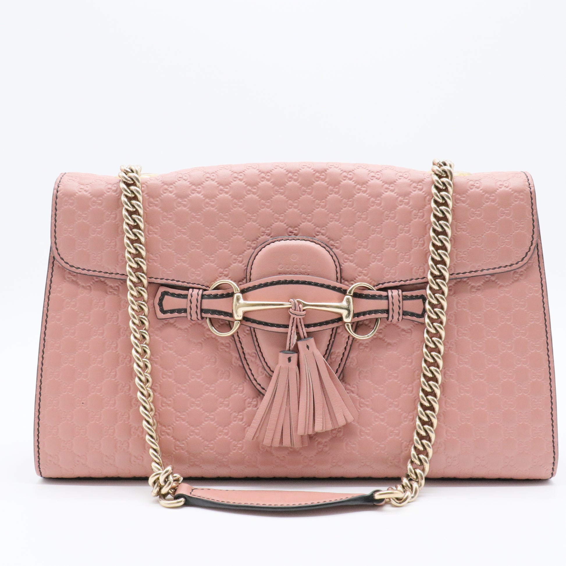 Pink Micro Guccissima Leather Medium Emily Chain Shoulder Bag