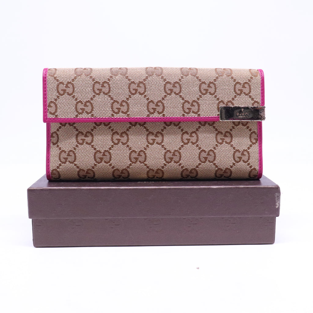 Gucci GG Canvas Metal Bar Continental Wallet W21218