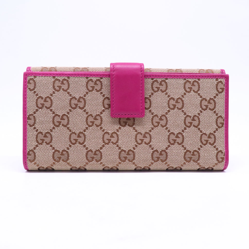 Gucci GG Canvas Metal Bar Continental Wallet W21218