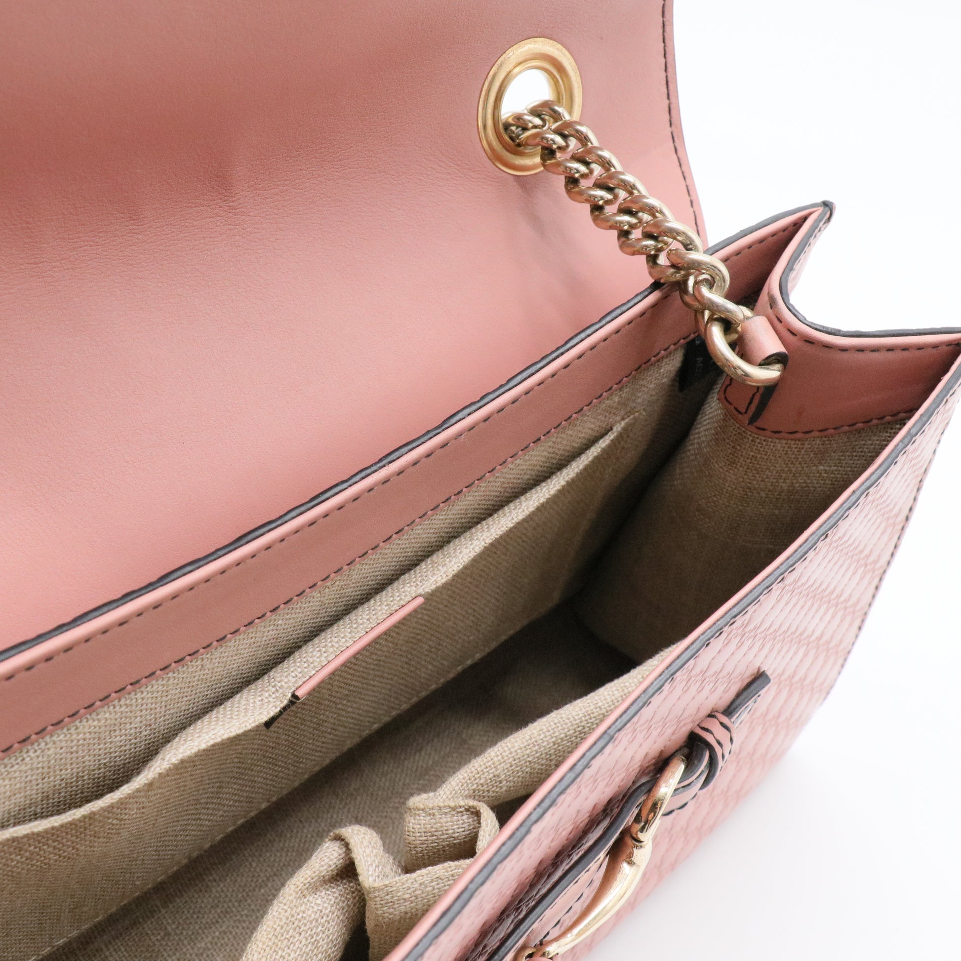 Pink Micro Guccissima Leather Medium Emily Chain Shoulder Bag