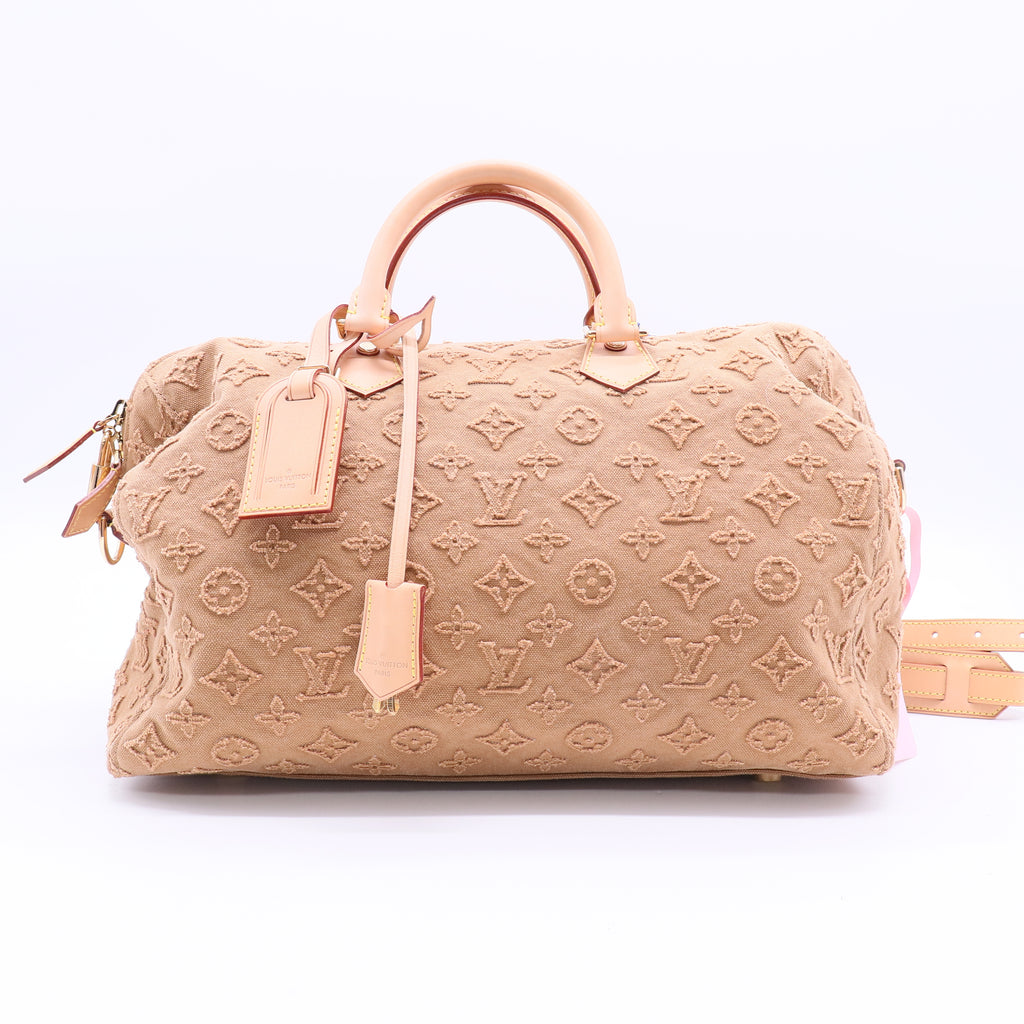 Louis Vuitton Monogram Denim Stone Speedy Bandouliere 35 twins LDJ2564