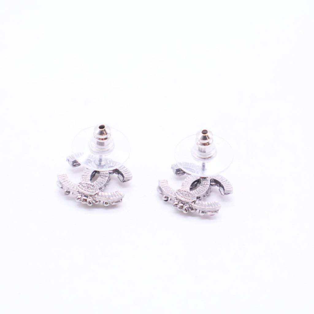 Base Metal and Imitation Stone Logo Stud Earrings W20104