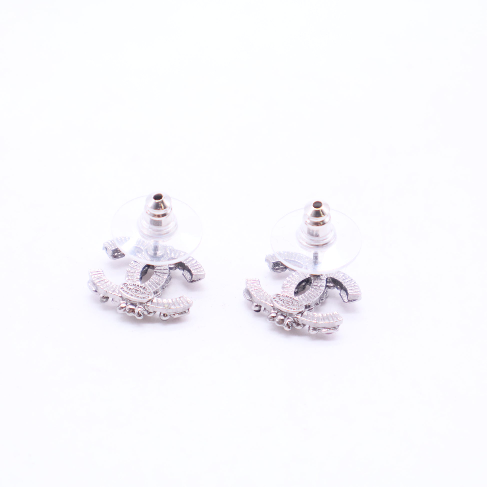 Base Metal and Imitation Stone Logo Stud Earrings W20104