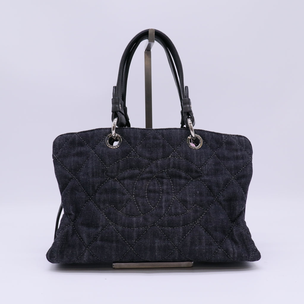 Chanel Quilted Denim Timeless CC Tote Bag Twins LDJ4744