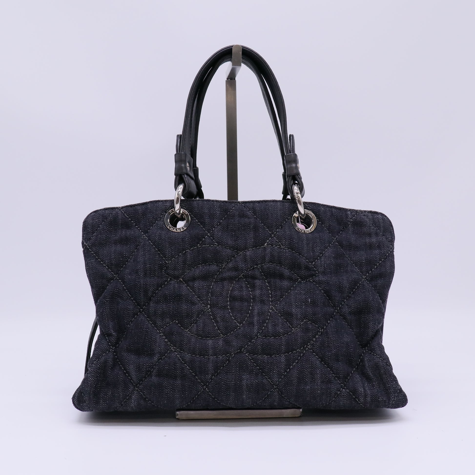 Chanel Quilted Denim Timeless CC Tote Bag Twins LDJ4744