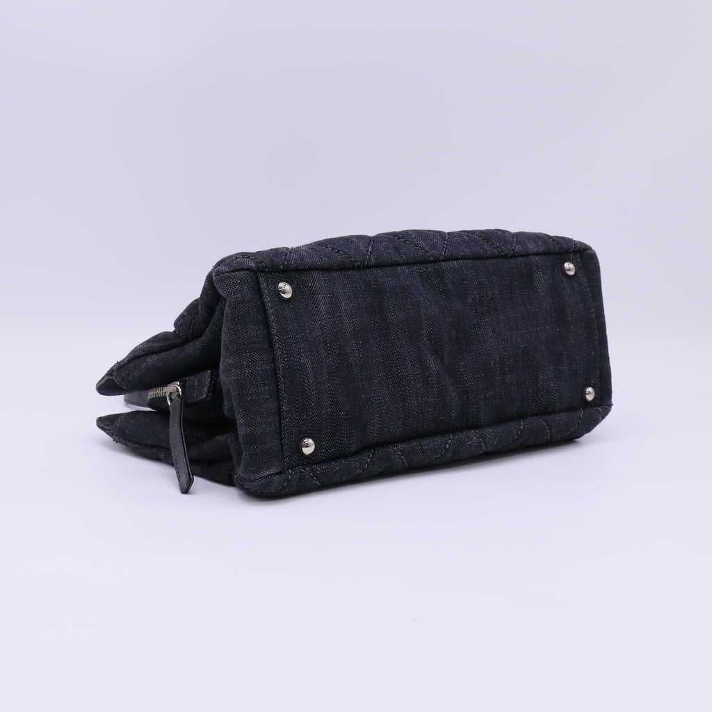 Chanel Quilted Denim Timeless CC Tote Bag Twins LDJ4744