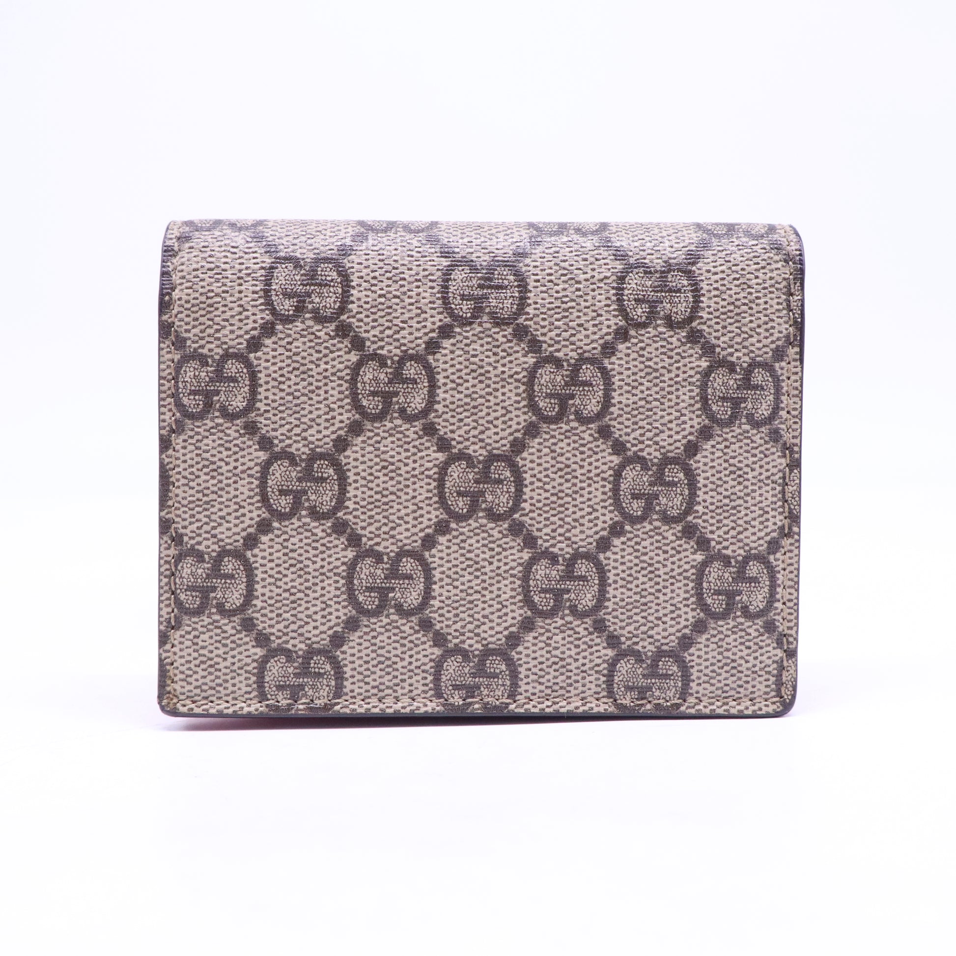 Gucci GG Supreme Monogram Face Embroidered Card Case Wallet Pink W21217