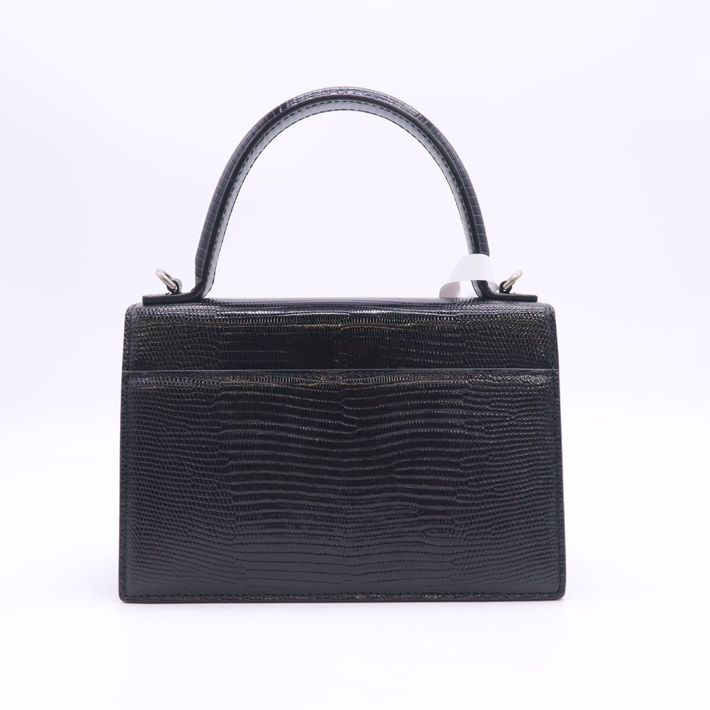 Balenciaga Patent Calfskin Lizard Embossed XS Sharp Top Handle Bag B24405