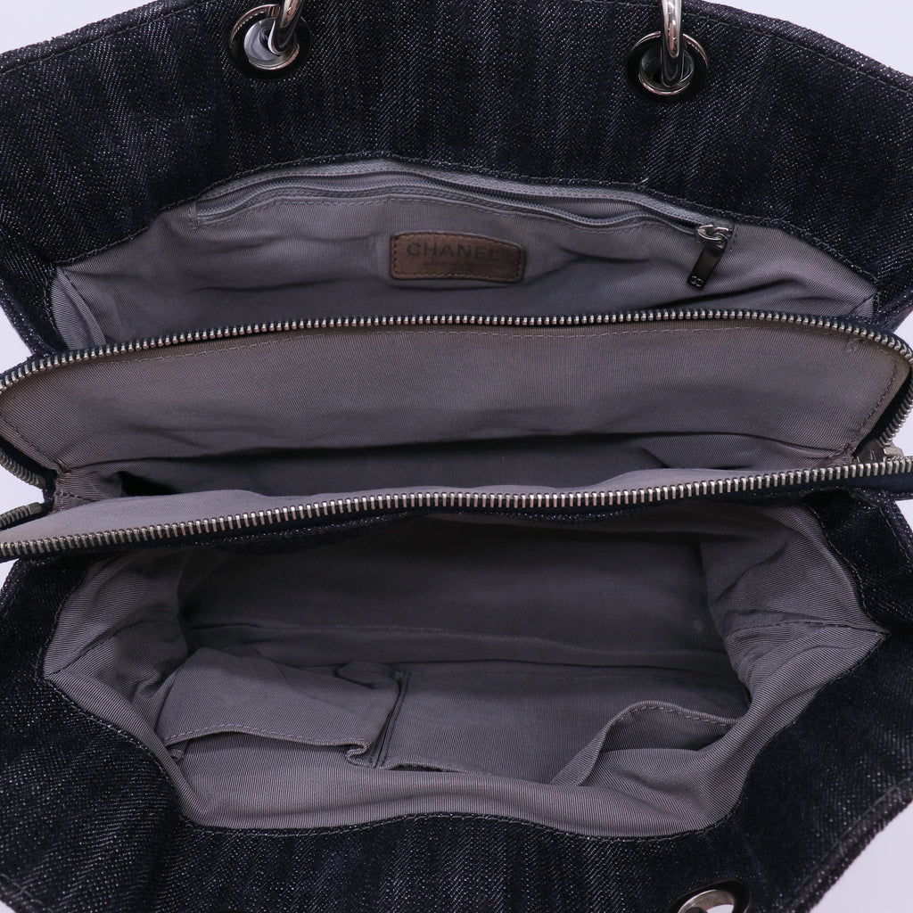 Chanel Quilted Denim Timeless CC Tote Bag Twins LDJ4744