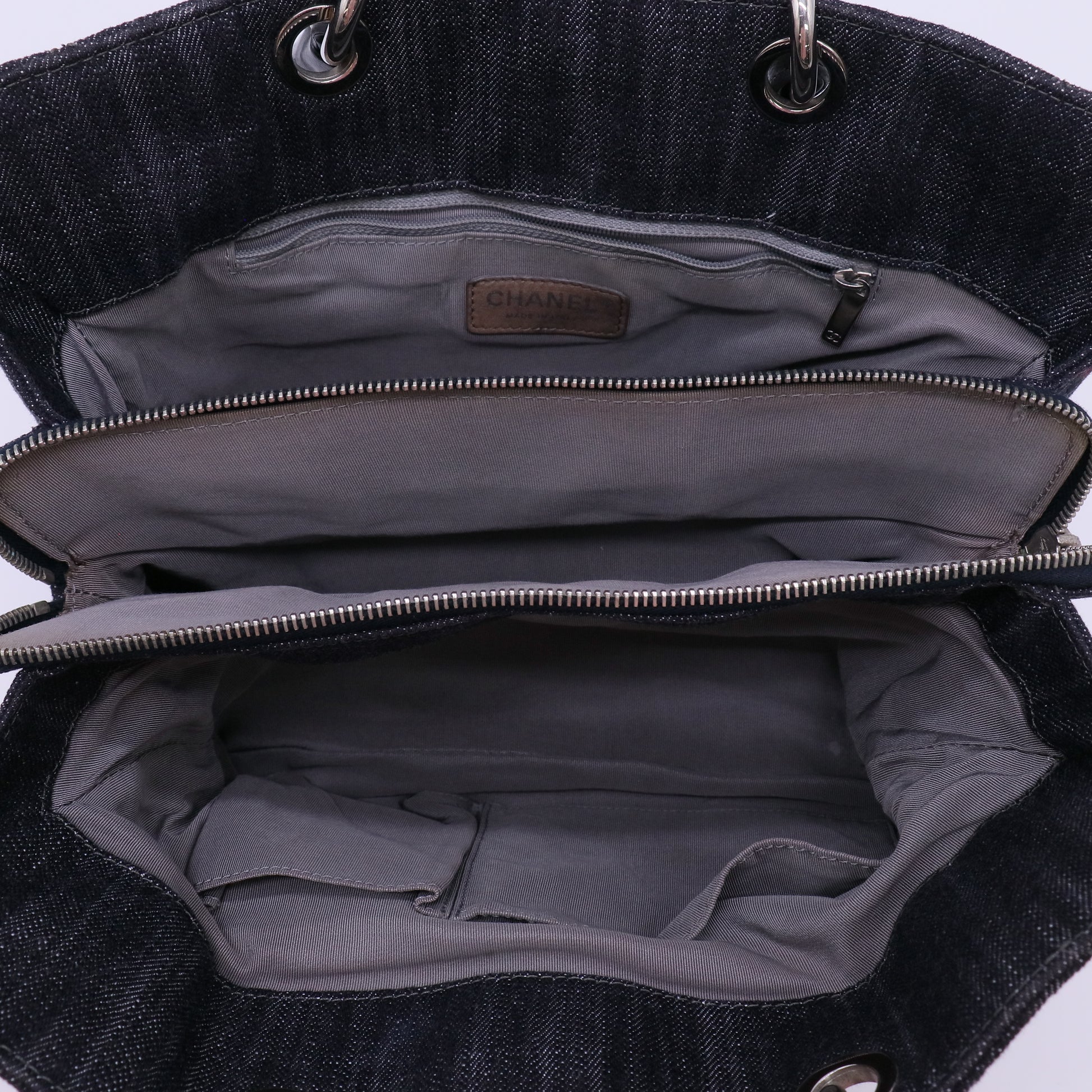 Chanel Quilted Denim Timeless CC Tote Bag Twins LDJ4744