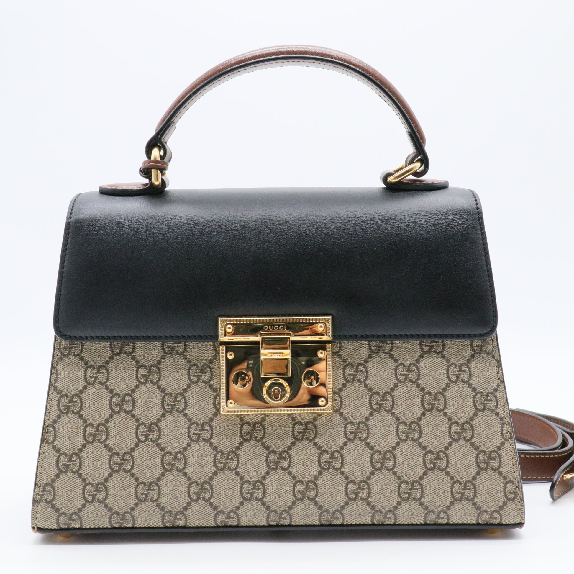 GG Supreme Padlock Medium Top Handle Satchel