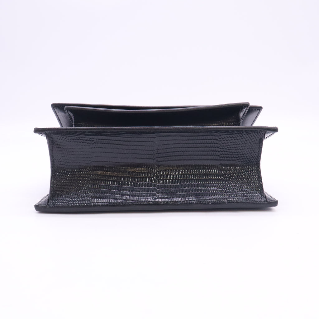 Balenciaga Patent Calfskin Lizard Embossed XS Sharp Top Handle Bag B24405