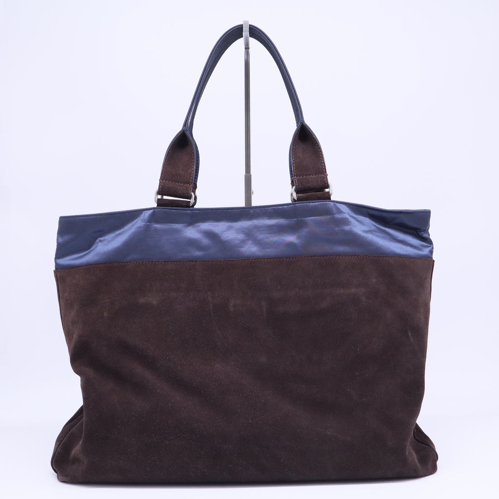 Tote Bag Suede Brown Silver