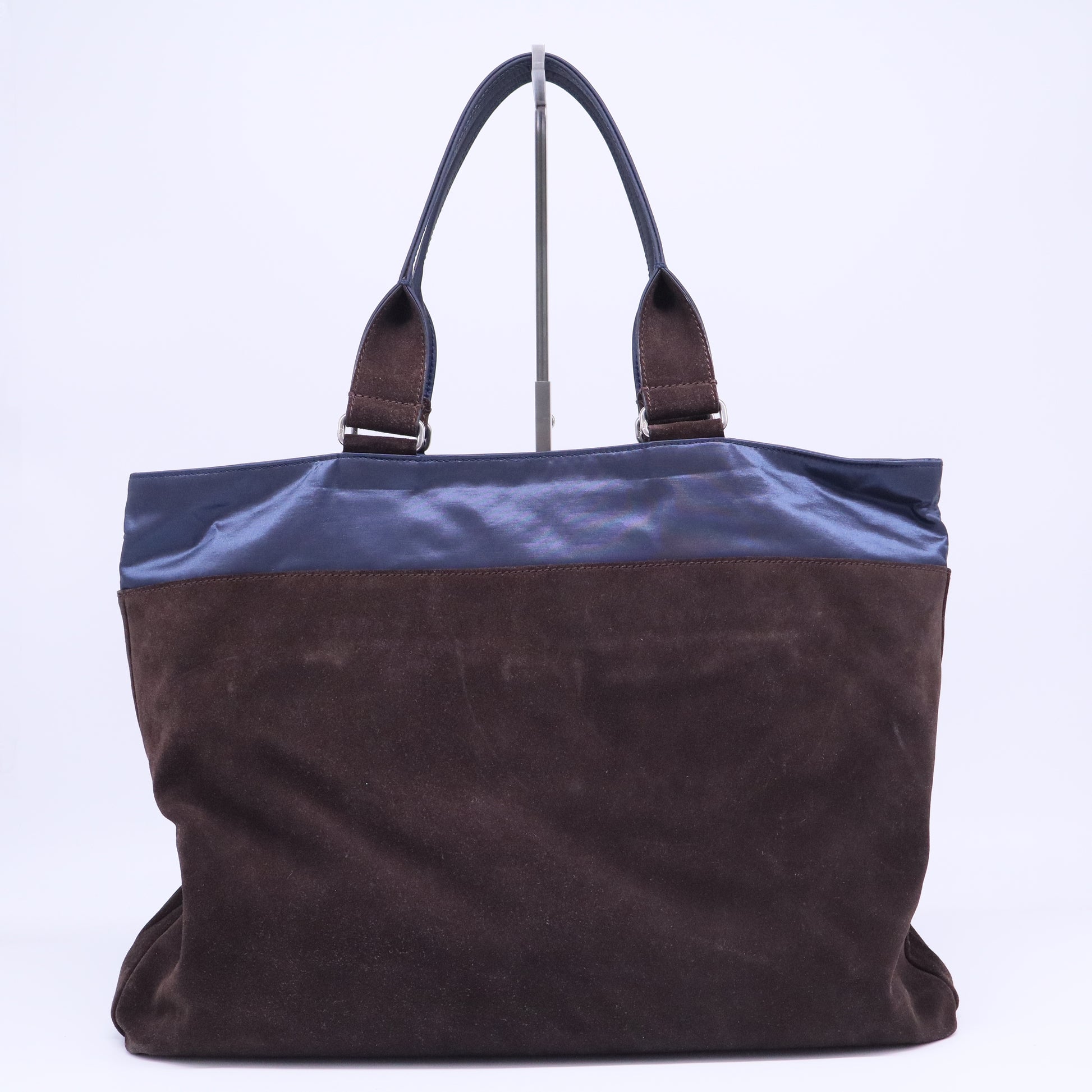 Tote Bag Suede Brown Silver