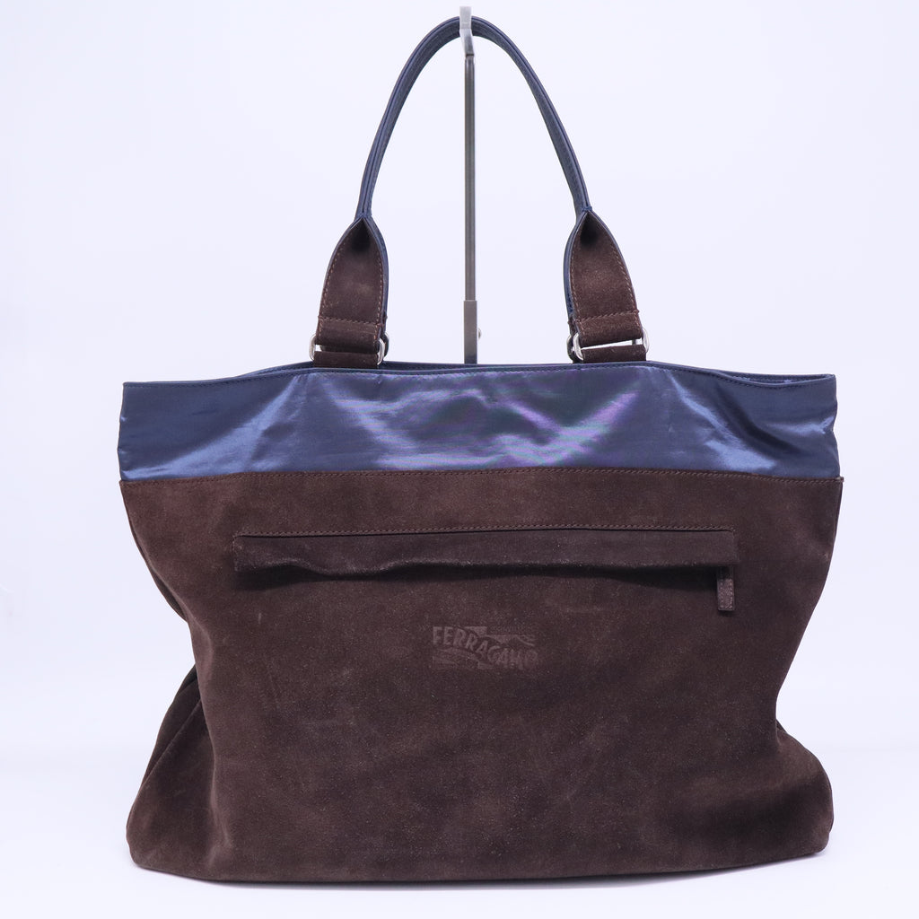 Tote Bag Suede Brown Silver