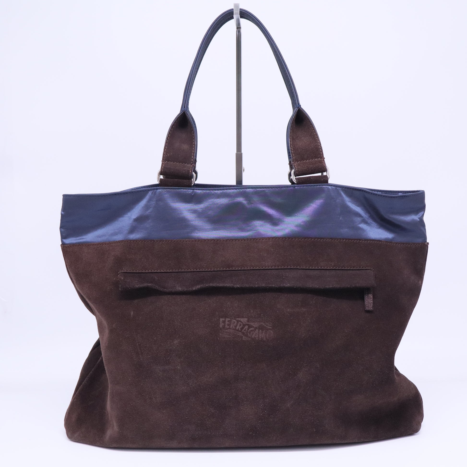Tote Bag Suede Brown Silver