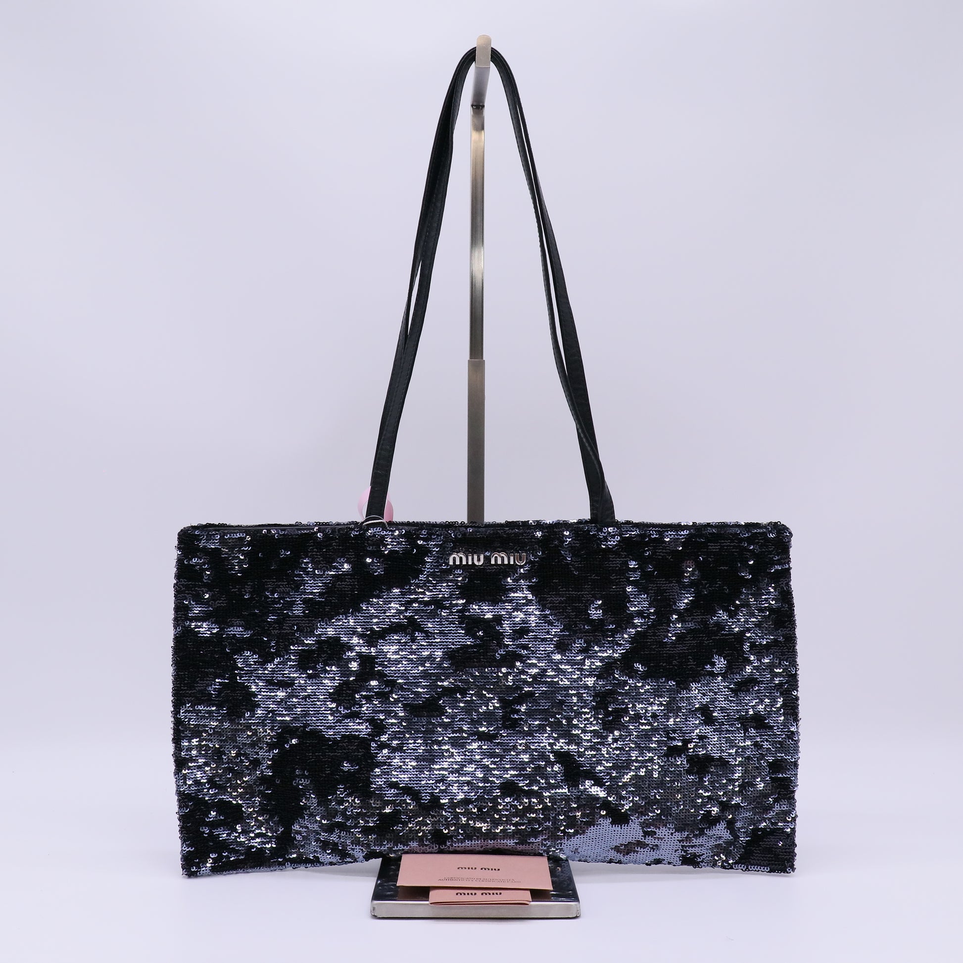 Miu Miu Sequin Logo Flat Tote Bag Twins LDJ4742