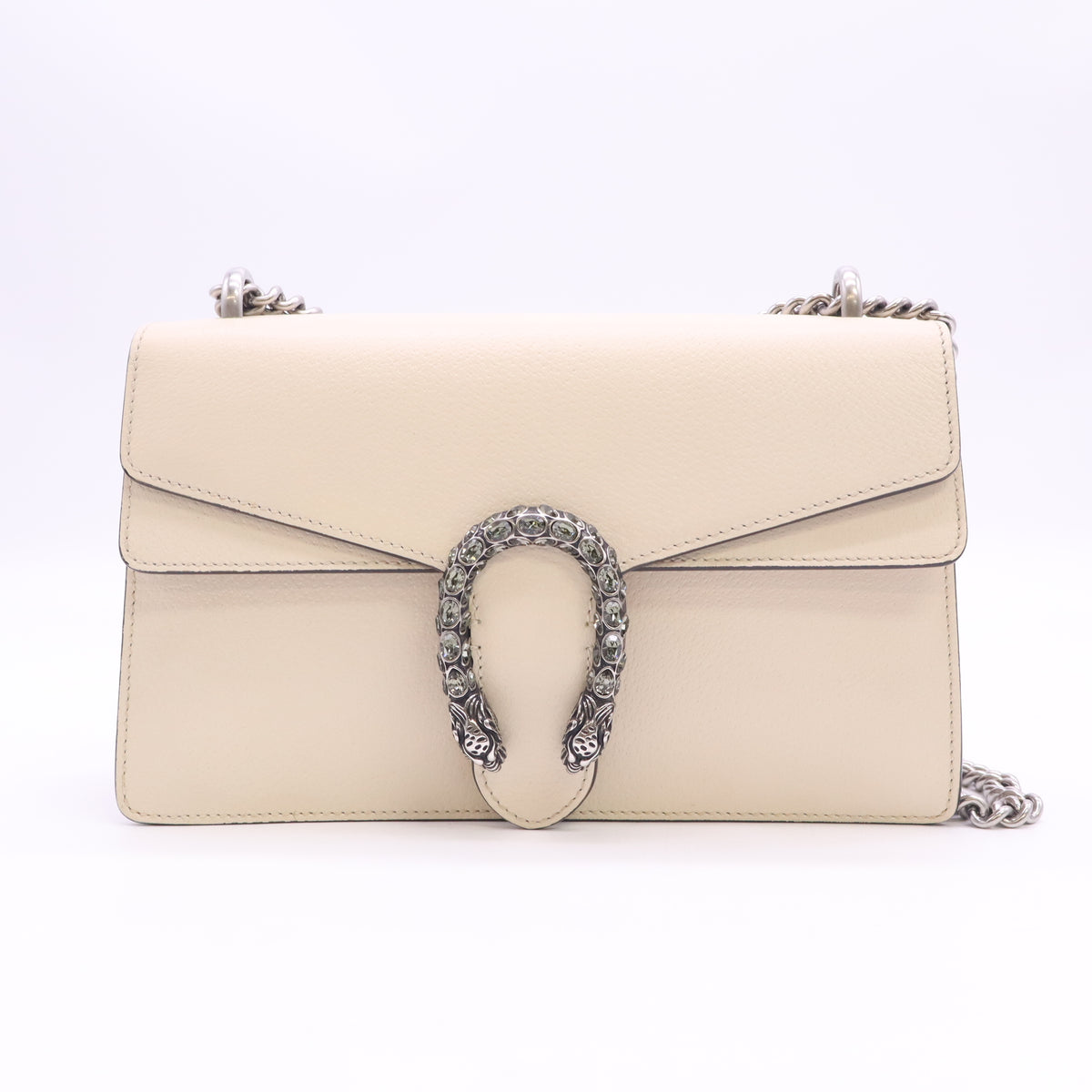 Textured Calfskin Crystal Small Dionysus Shoulder Bag Mystic White B24494
