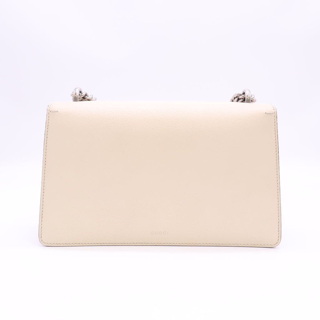 Textured Calfskin Crystal Small Dionysus Shoulder Bag Mystic White B24494