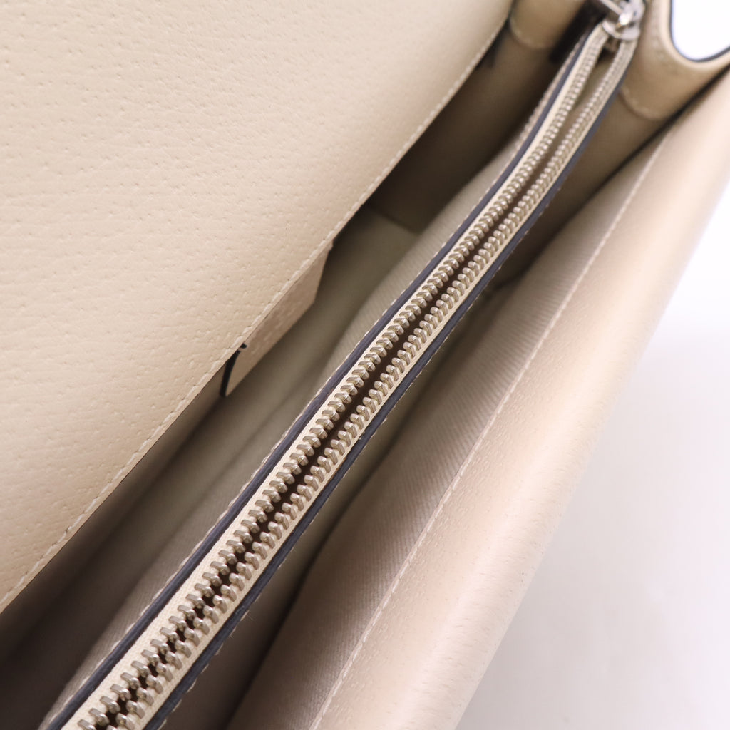Textured Calfskin Crystal Small Dionysus Shoulder Bag Mystic White B24494