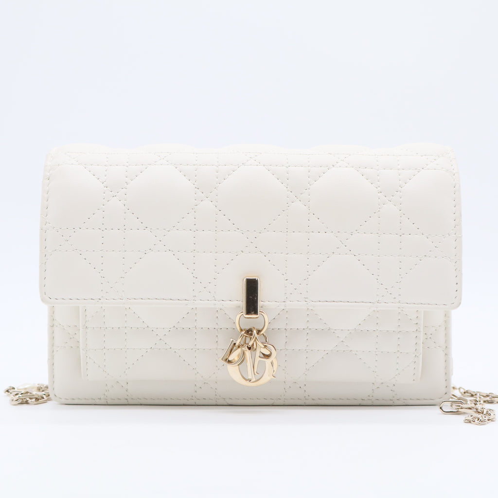 My Dior Daily Pouch with Chain Latte Cannage Lambskin Twins