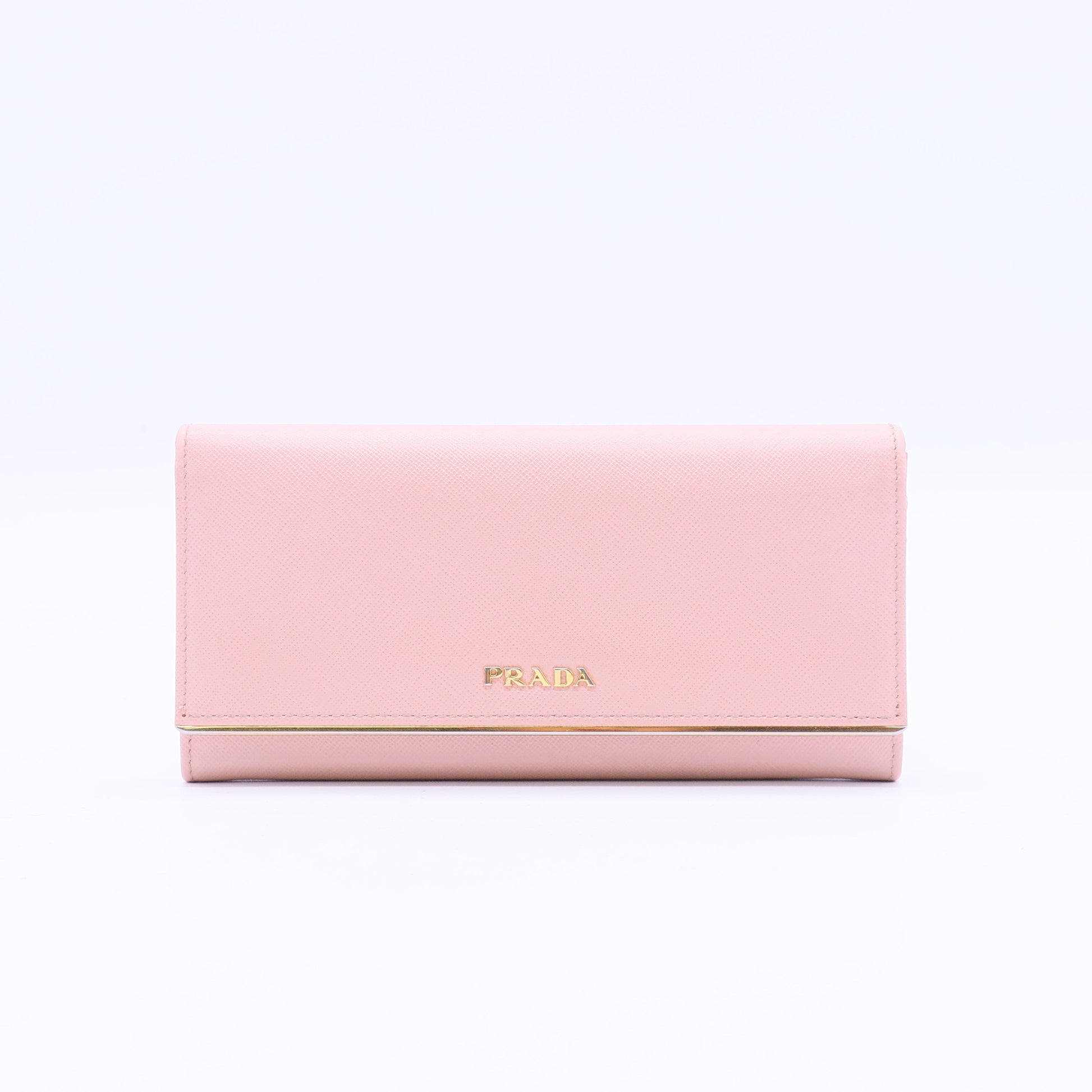 Prada Saffiano Metal Bar Continental Flap Wallet Orchidea twins W21161