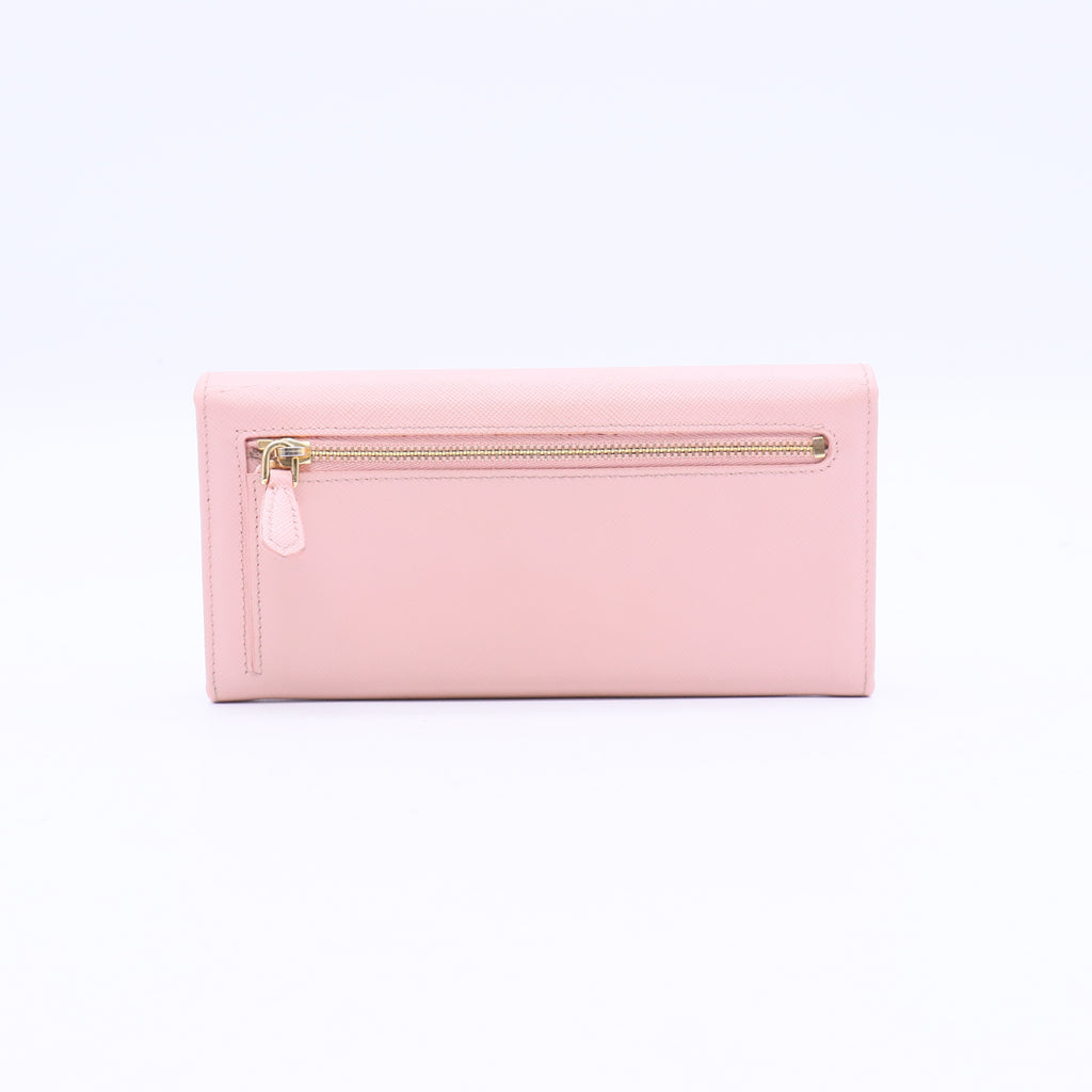 Prada Saffiano Metal Bar Continental Flap Wallet Orchidea twins W21161