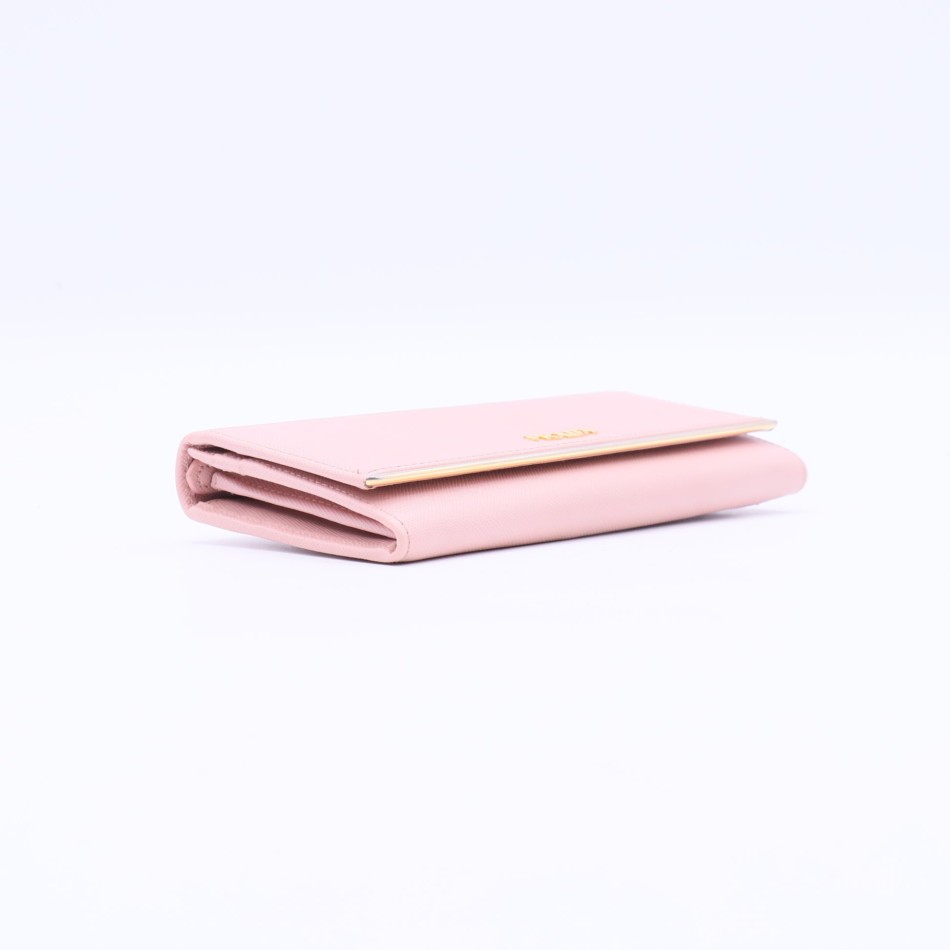 Prada Saffiano Metal Bar Continental Flap Wallet Orchidea twins W21161
