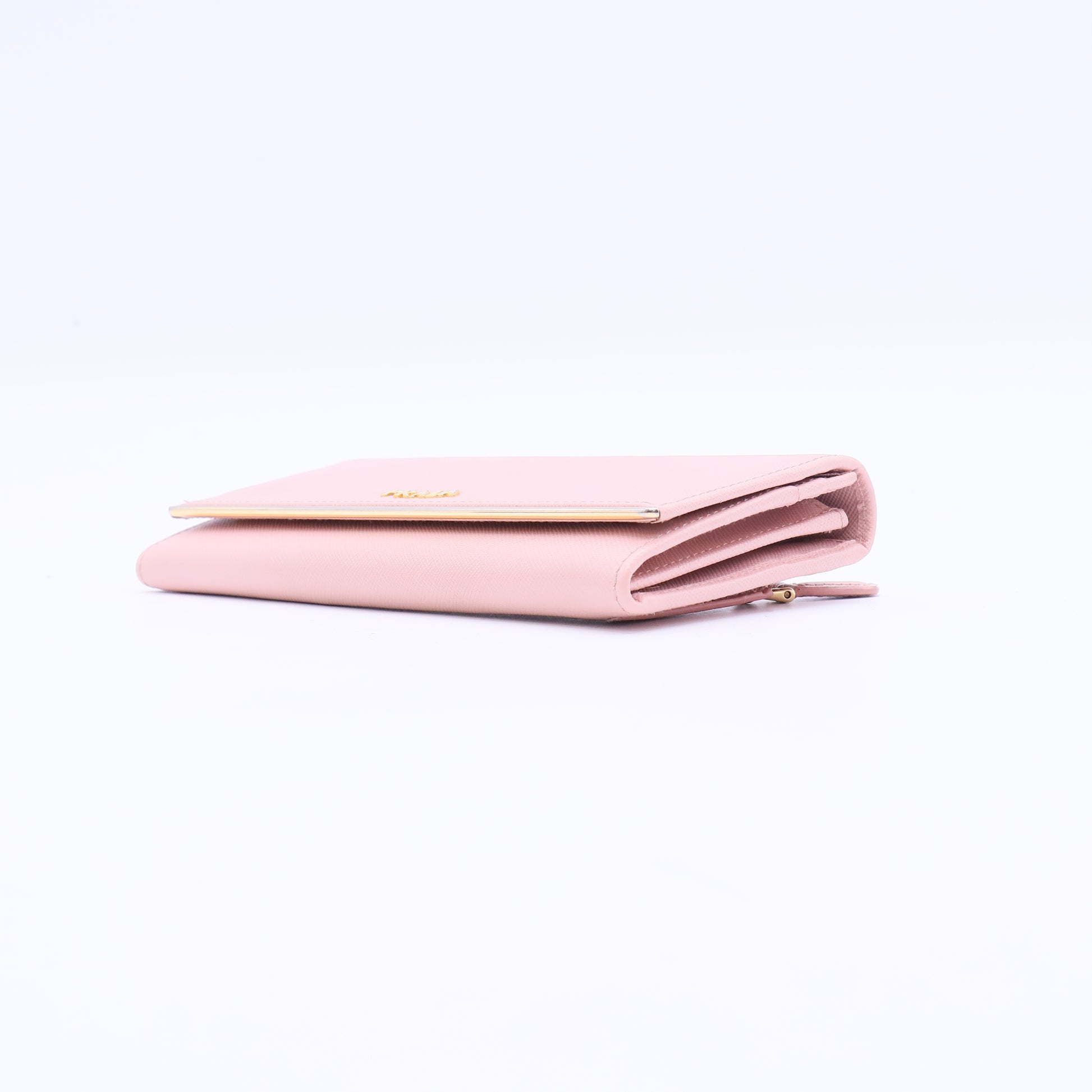 Prada Saffiano Metal Bar Continental Flap Wallet Orchidea twins W21161