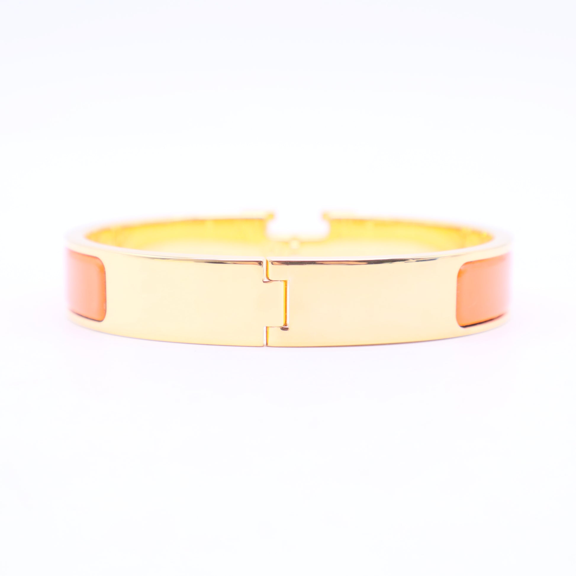 Clic Clac H Orange Enamel Gold-Plated Narrow Bracelet-W20035