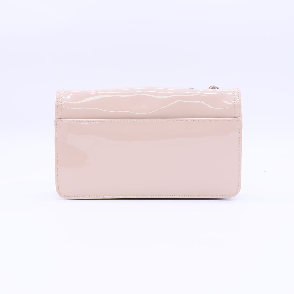 Light Grey Patent Vinyl Lipstick Ligne Medium Flap Bag Twins B21583