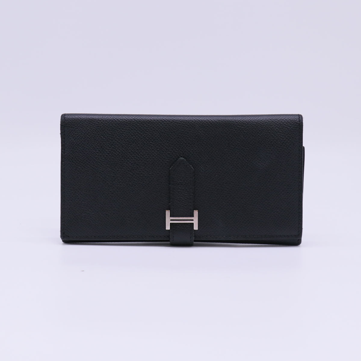 Hermes Epsom Tri-Fold Bearn Gusset Wallet Black twins W22303