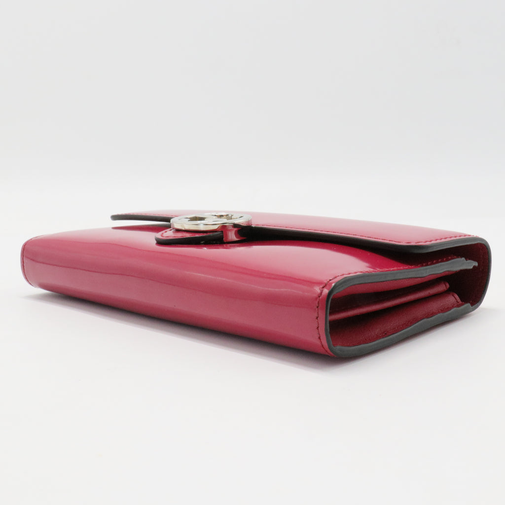 Red Interlocking G Flap Leather Wallet