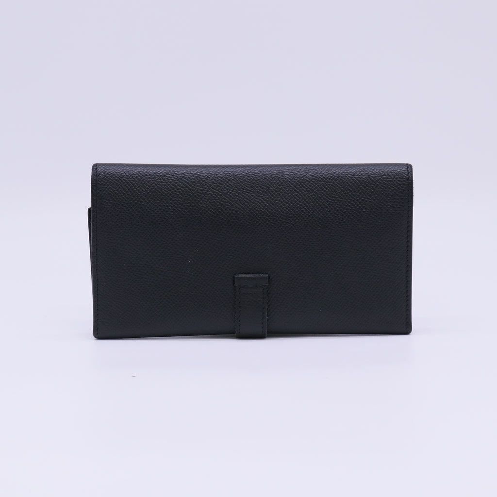 Hermes Epsom Tri-Fold Bearn Gusset Wallet Black twins W22303