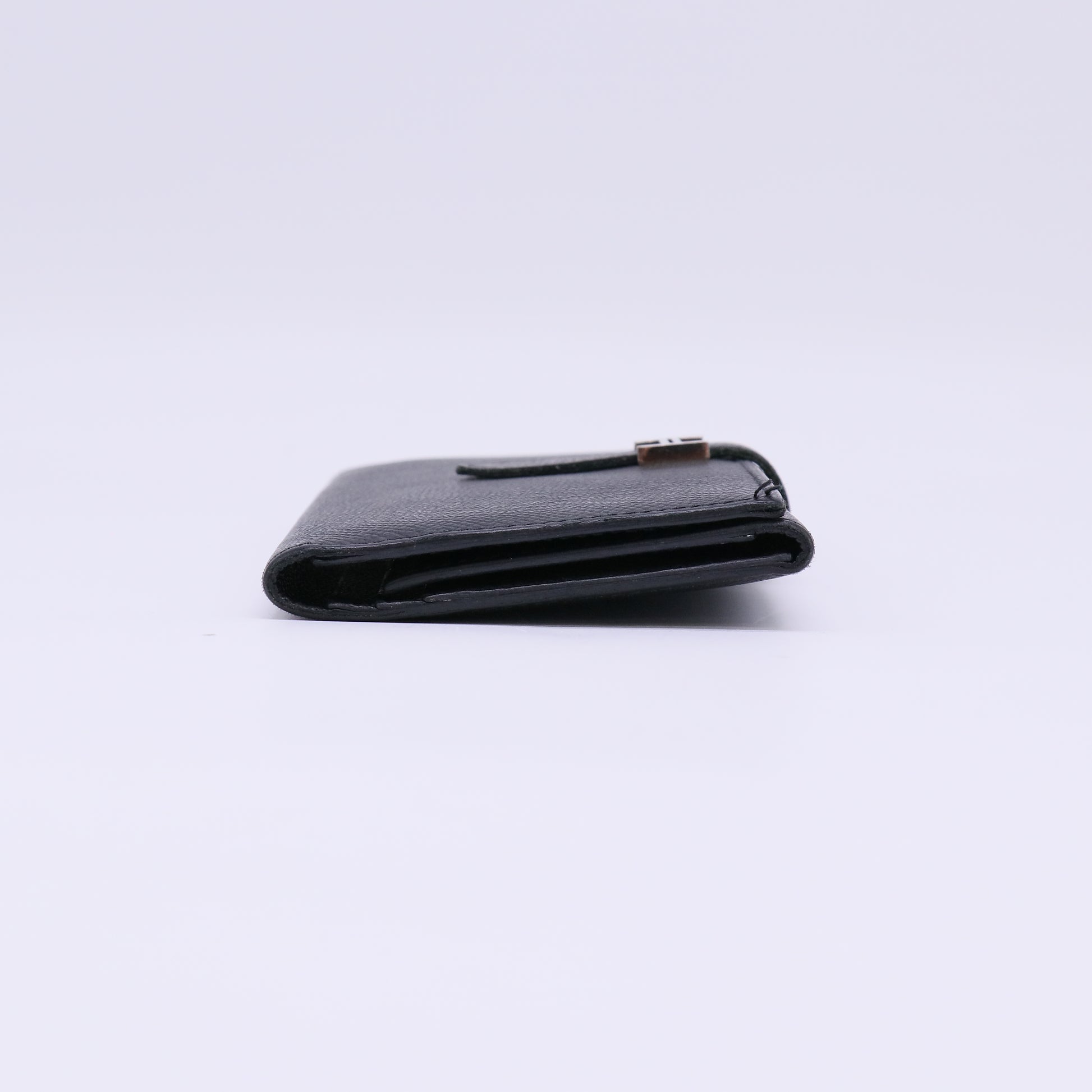 Hermes Epsom Tri-Fold Bearn Gusset Wallet Black twins W22303