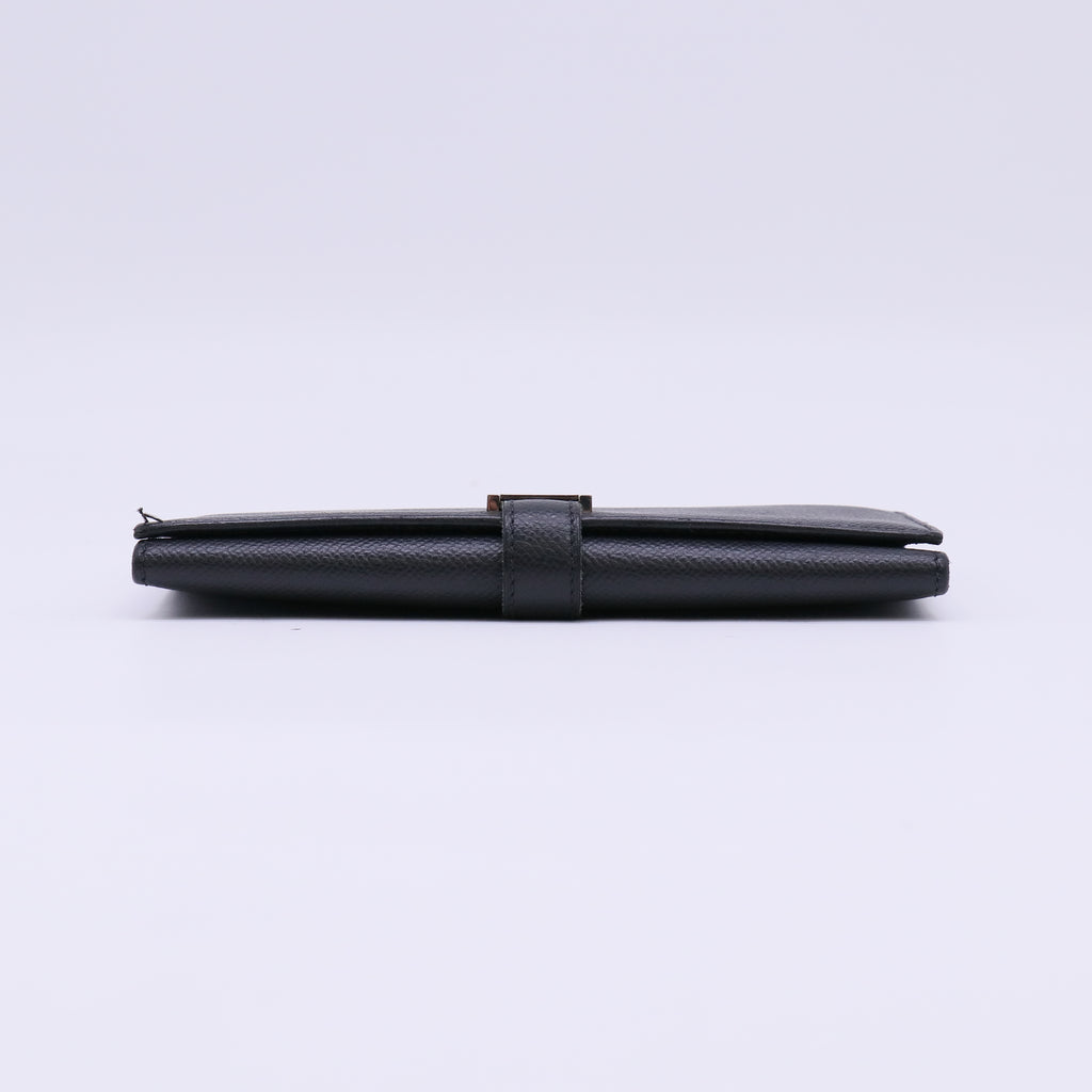 Hermes Epsom Tri-Fold Bearn Gusset Wallet Black twins W22303