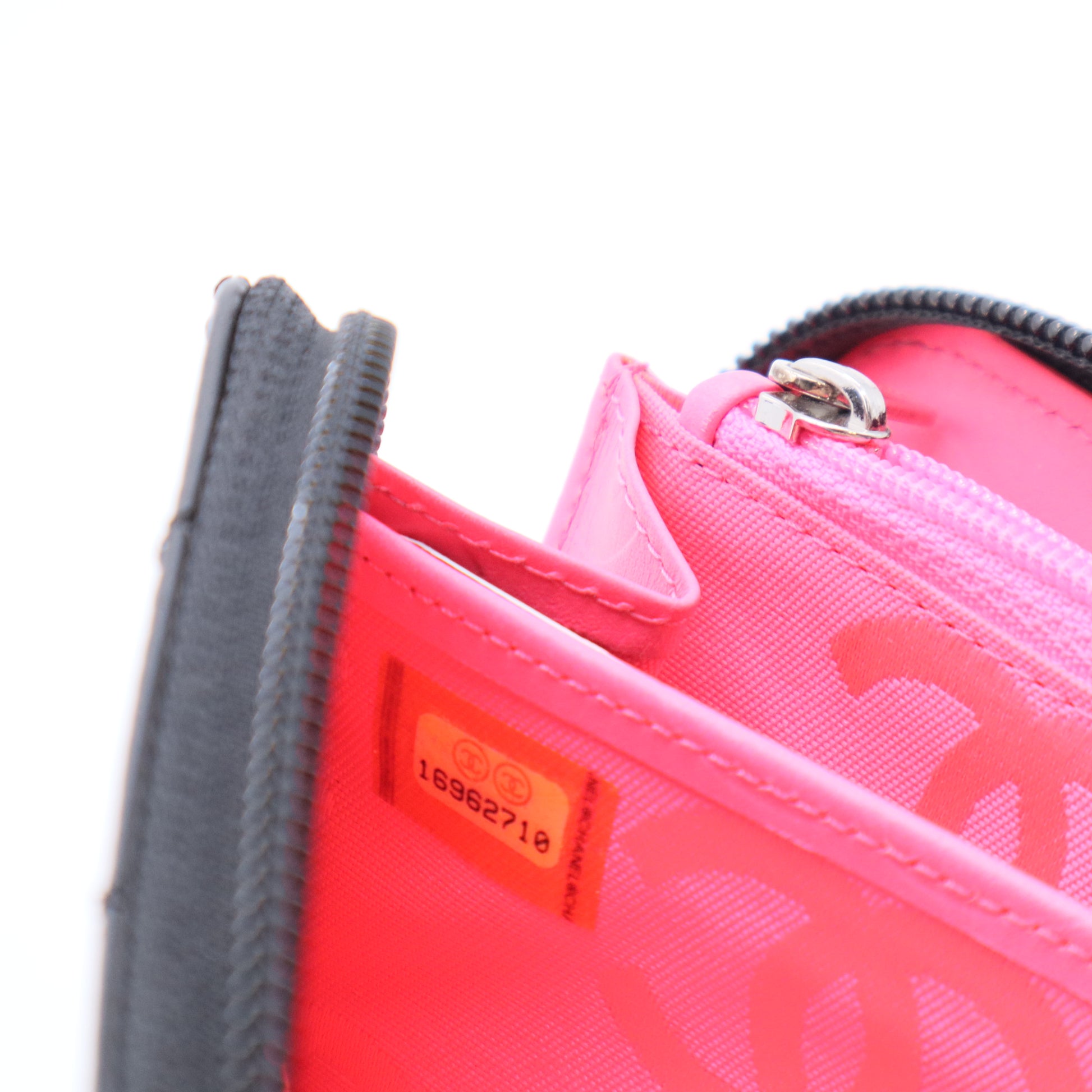 Black Quilted Leather CC Cambon Ligne Zip Around Organizer Wallet